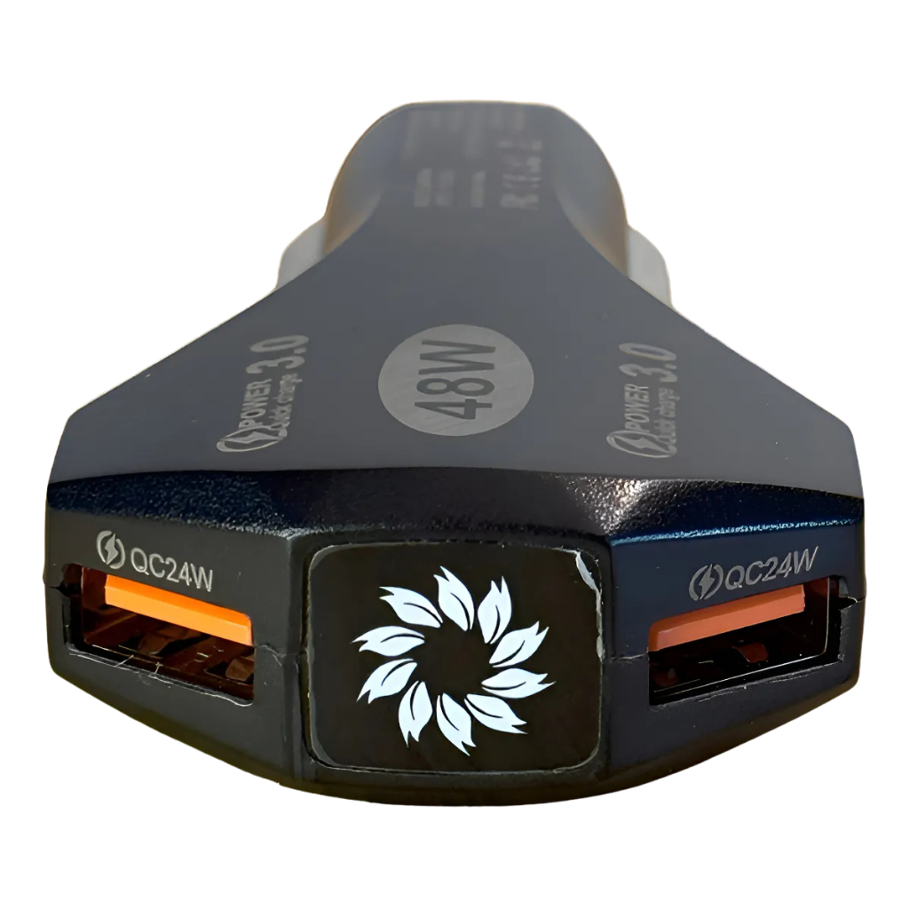 Cargador Auto 2 Puertos USB Rápido 3.0 Negro Carga Rápida Dual