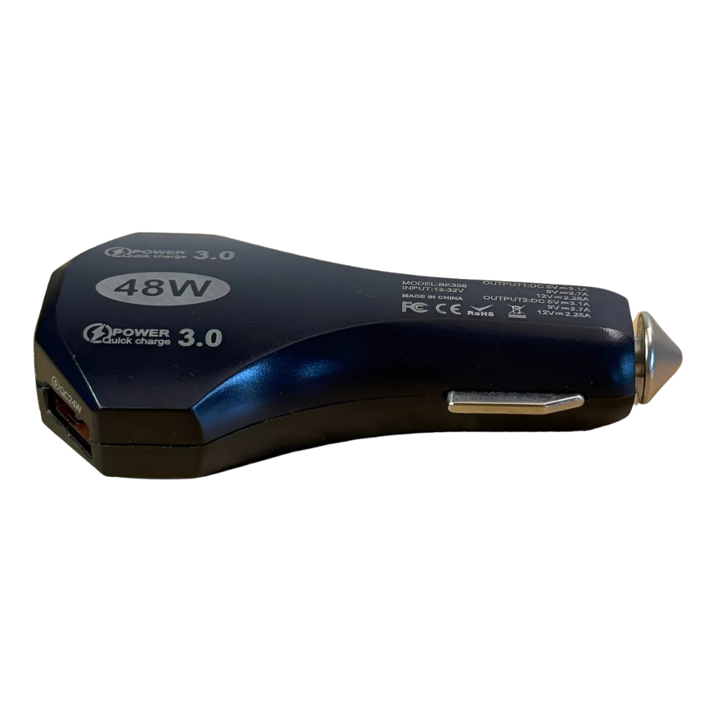 Cargador Auto 2 Puertos USB Rápido 3.0 Negro Carga Rápida Dual