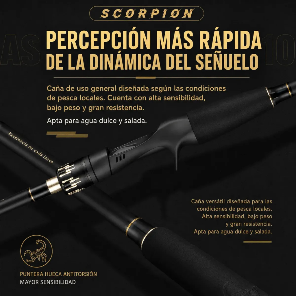 Caña De Pesca Scorpion Carbono Acción Rápida