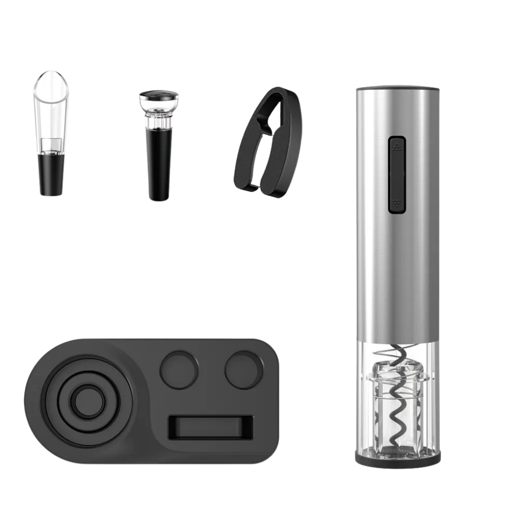 Sacacorchos Eléctrico A Pilas Para Vino Con Accesorios Inox