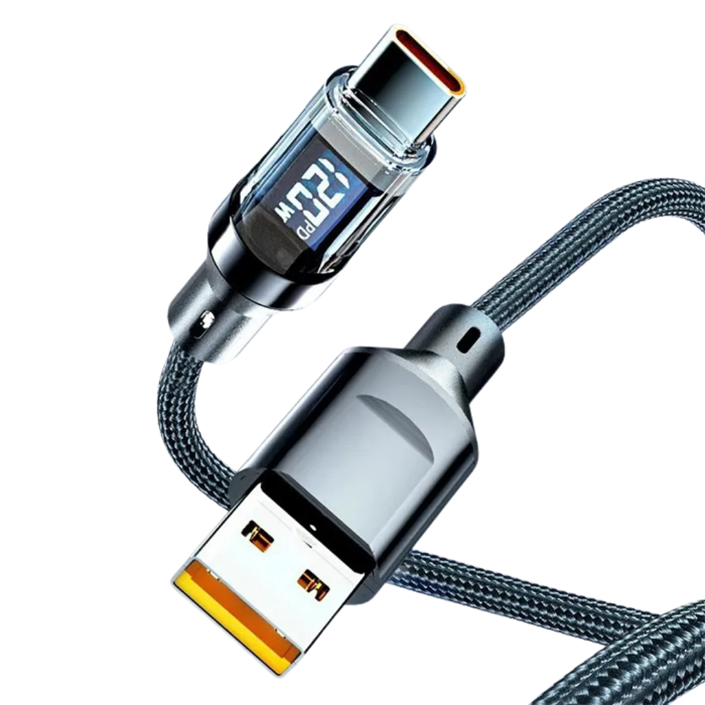 Cable Usb C Carga Rapida Pantalla Digital Negro Trenzado