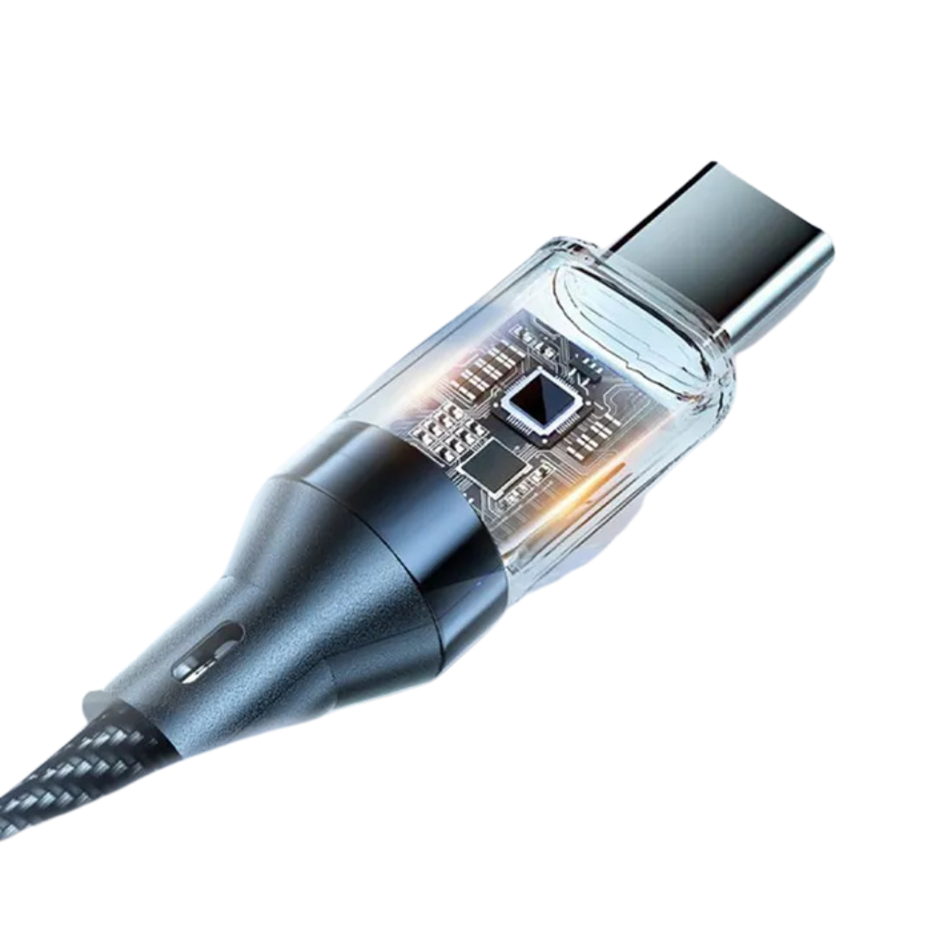 Cable Usb C Carga Rapida Pantalla Digital Negro Trenzado