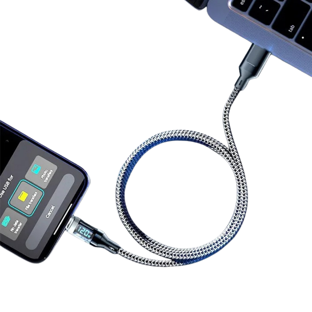 Cable Usb C Carga Rapida Pantalla Digital Negro Trenzado