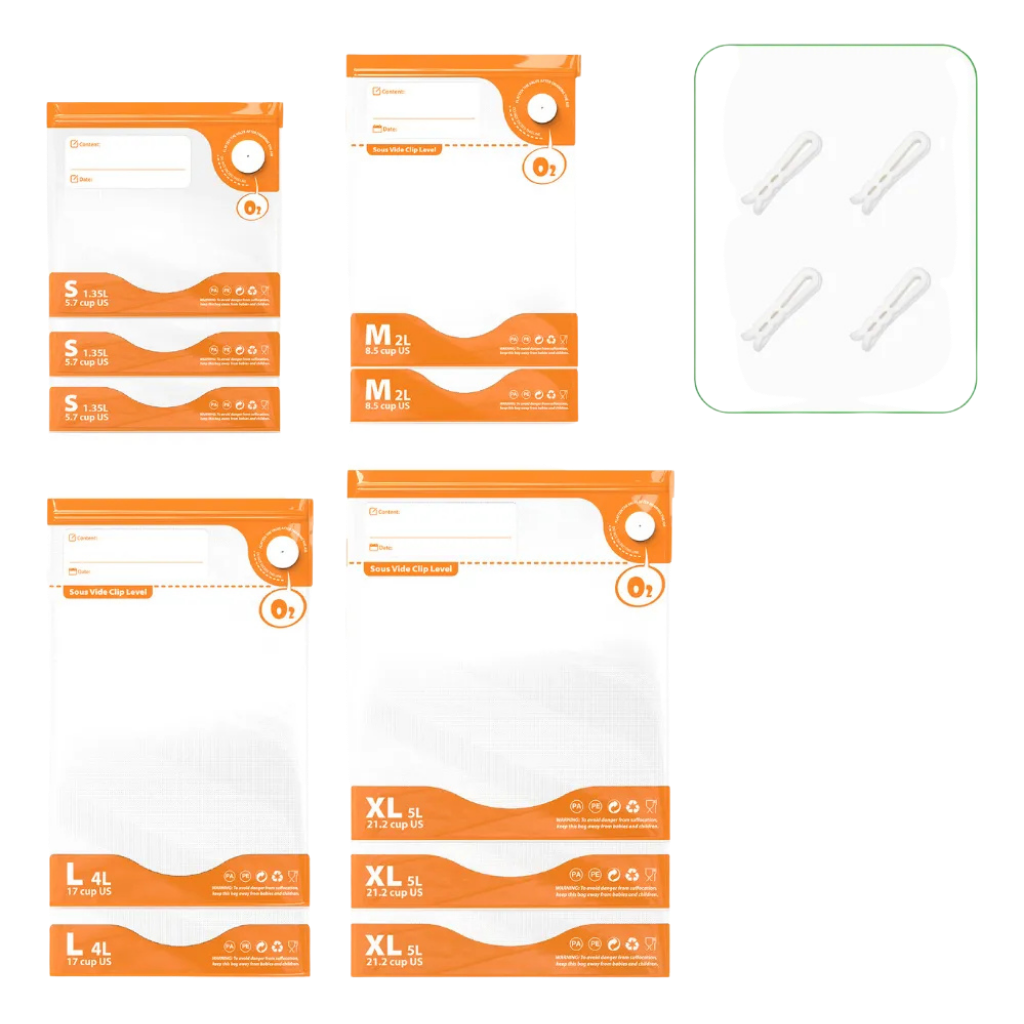 Set Bolsas Vacío Válvula Plástica Para Alimentos X10 Variado