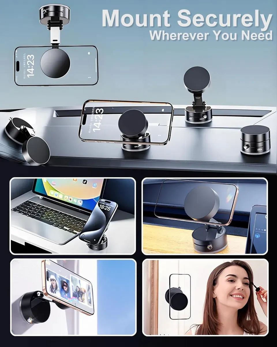 Soporte Celular 360° para Auto y Moto Magnético con Succión Fuerte
