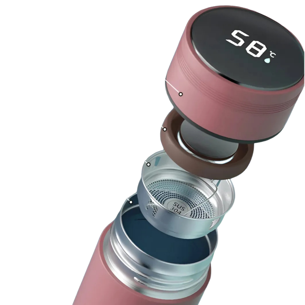 Botella Smart 500ml con Pantalla LED Indicador de Temperatura Acero Inoxidable
