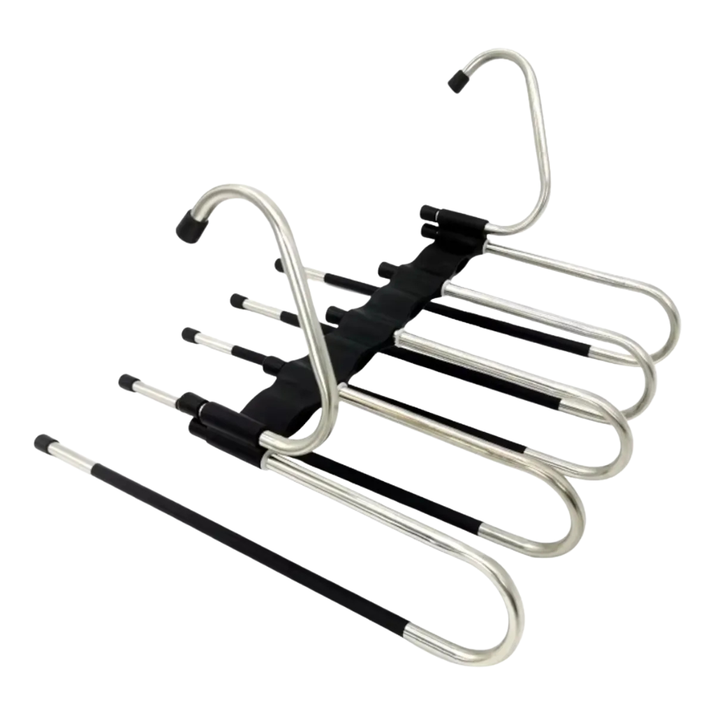 Percha Minimalista Plegable 5 en 1 de Acero Inoxidable Ahorra Espacio