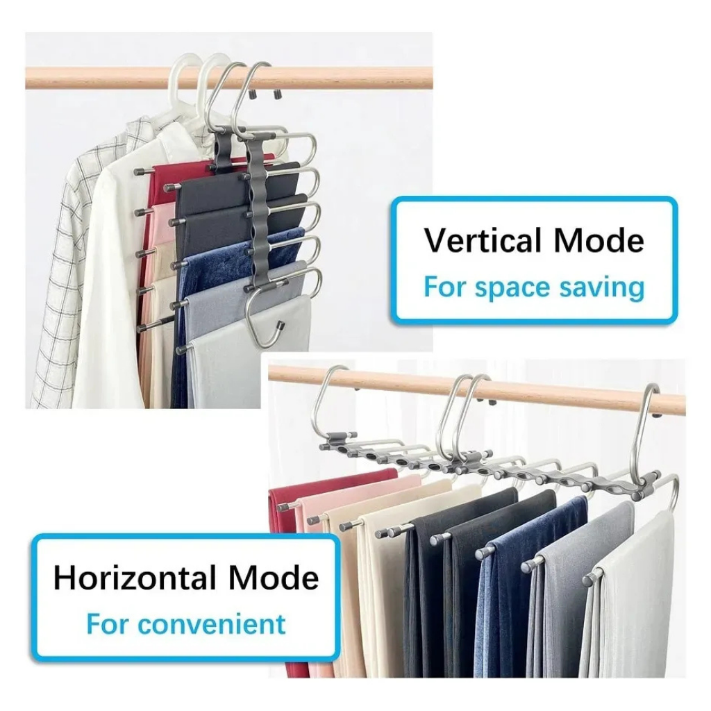 Percha Minimalista Plegable 5 en 1 de Acero Inoxidable Ahorra Espacio