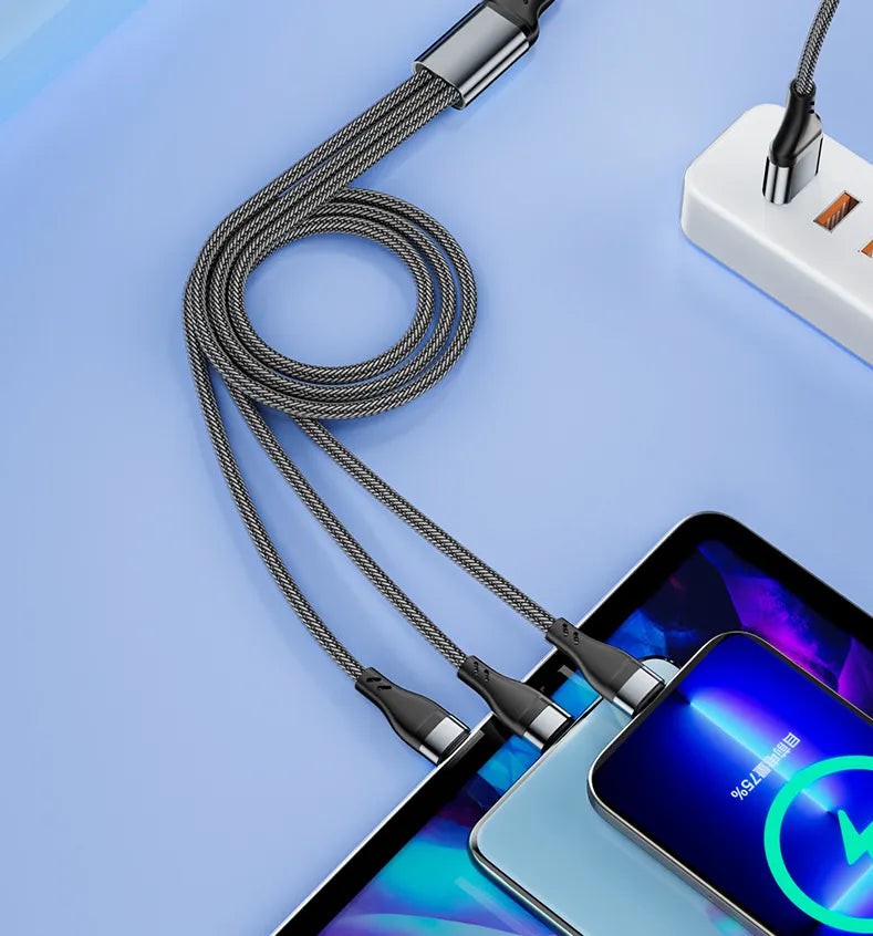 Cable Carga Rápida 3 En 1 Usbc/usba A Lightning/micro/usb-c