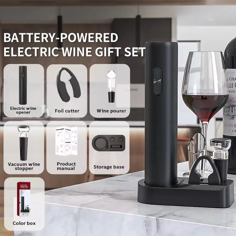 Kit Sacacorchos Eléctrico A Pilas Para Vino Con Accesorios