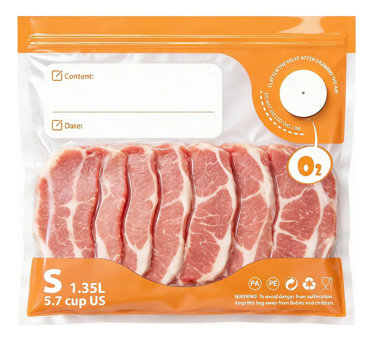 Bolsa Vacío Alimentos Válvula Nylon X10 Conservación