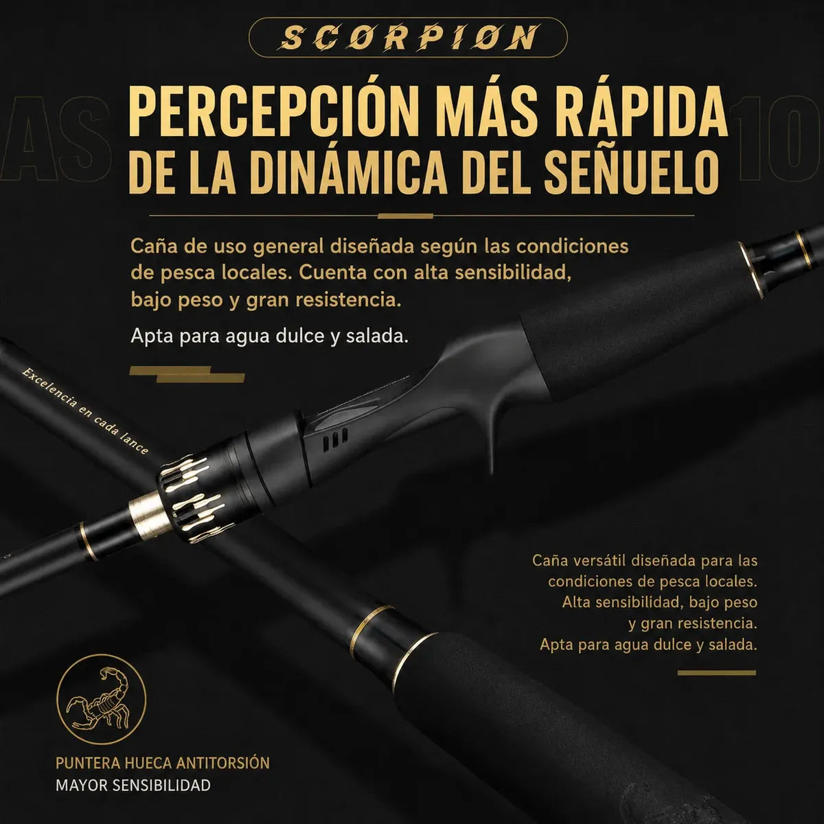 Caña De Pesca Scorpion Carbono Acción Rápida