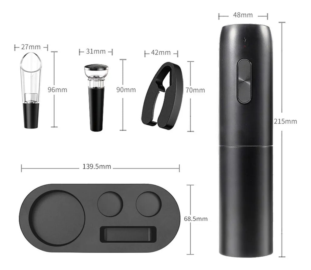Kit Sacacorchos Eléctrico A Pilas Para Vino Con Accesorios