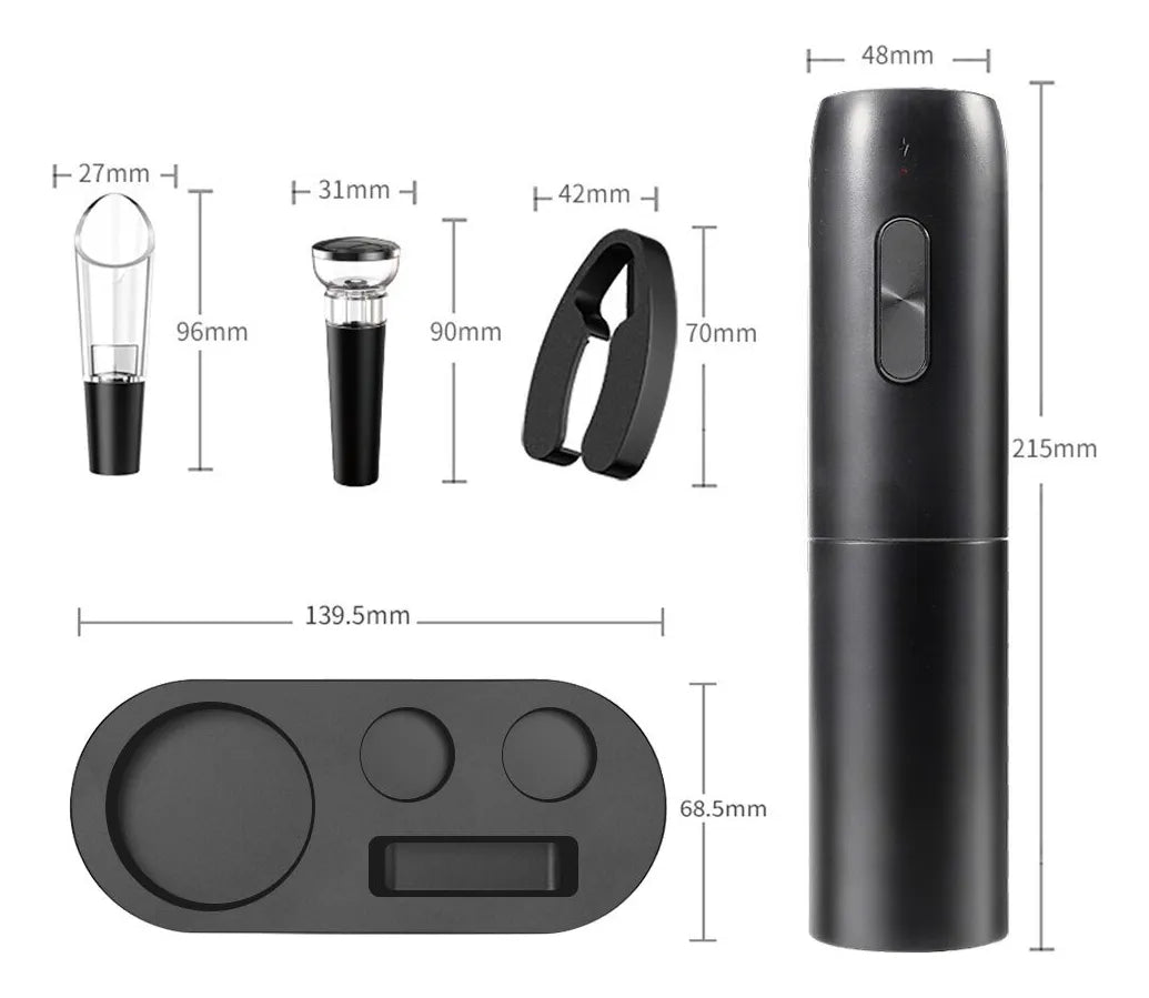 Kit Sacacorchos Eléctrico A Pilas Para Vino Con Accesorios