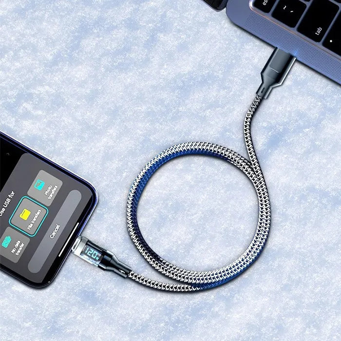 Cable Usb C Carga Rapida Pantalla Digital Negro Trenzado
