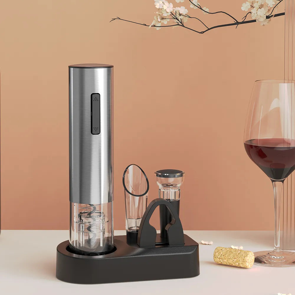 Sacacorchos Eléctrico A Pilas Para Vino Con Accesorios Inox