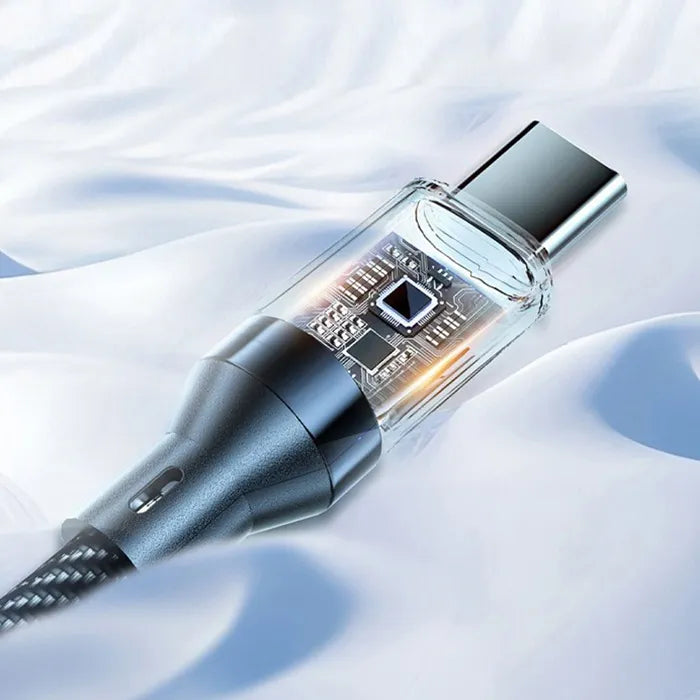 Cable Usb C Carga Rapida Pantalla Digital Negro Trenzado