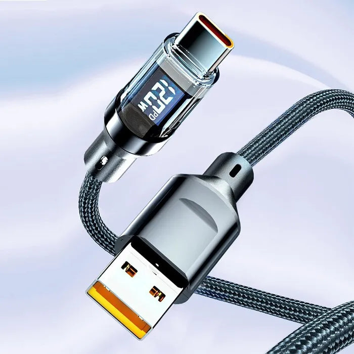 Cable Usb C Carga Rapida Pantalla Digital Negro Trenzado