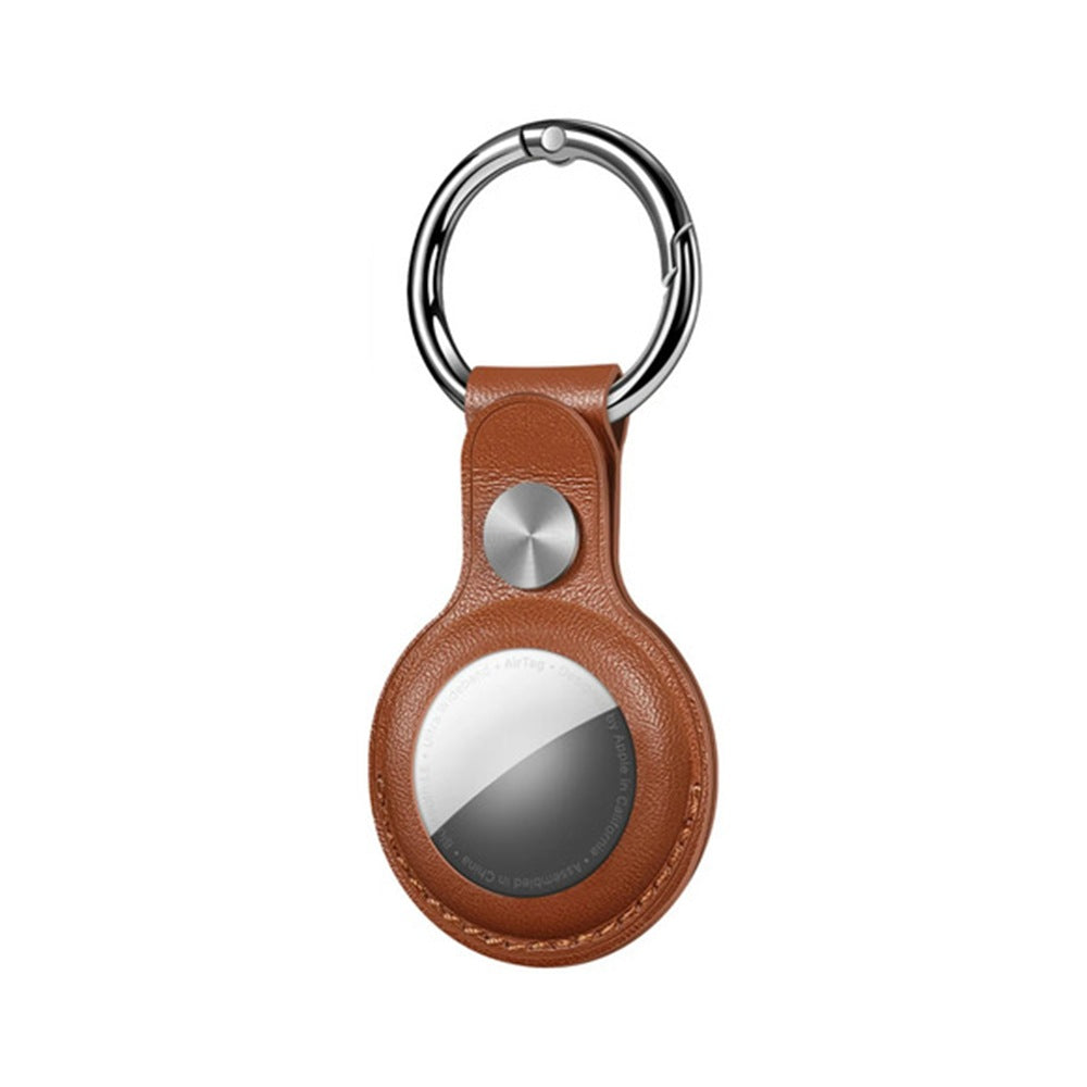 Funda de cuero para AirTag con llavero - Marrón