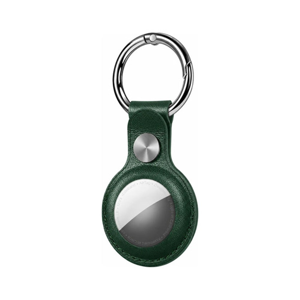 Funda de cuero para AirTag con llavero - Verde